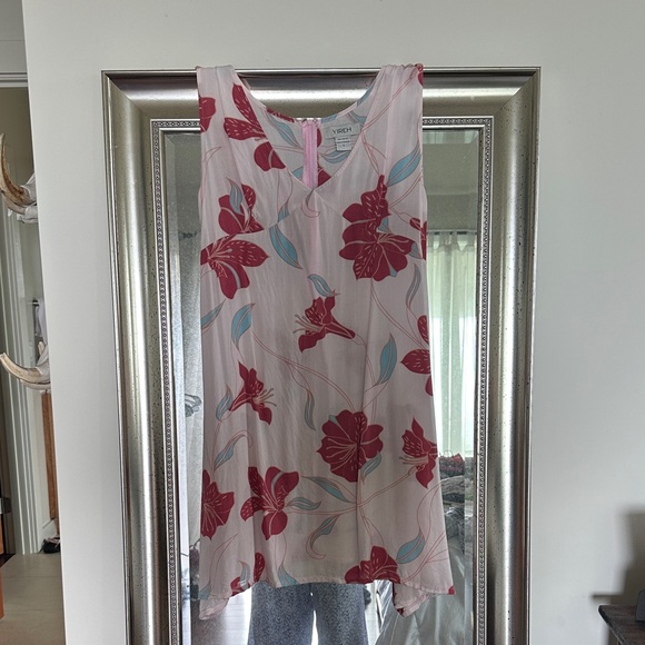 Floral Sleeveless Dress with Pink and Blue Accents - Picture 1 of 6